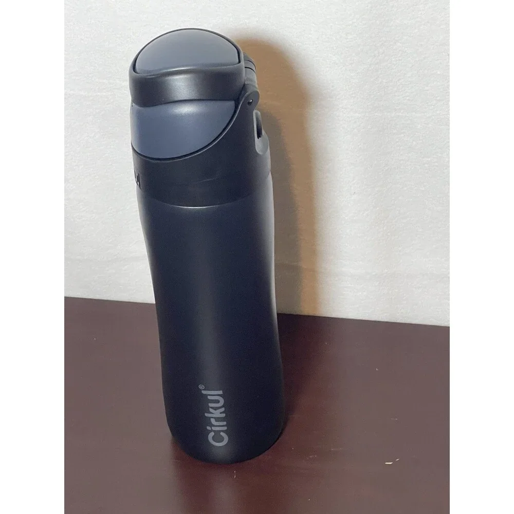 Cirkul 26oz StrawSipFlip WaterBottle Stainless Steel Double Wall Insulated Black